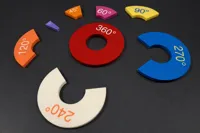 Angles with central hole, 15 to 360 deg in steps of 15 deg