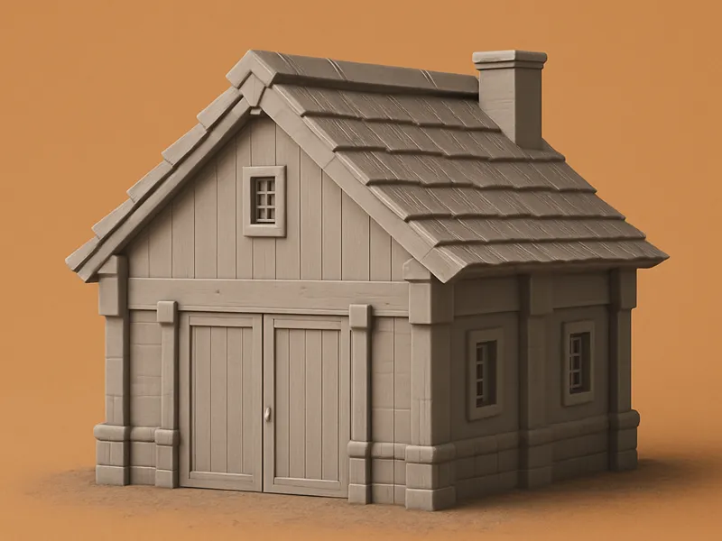 Medieval house building  for easy 3D printing.