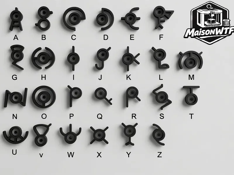 Complete Pokémon Unown Alphabet Magnets (NO AMS)