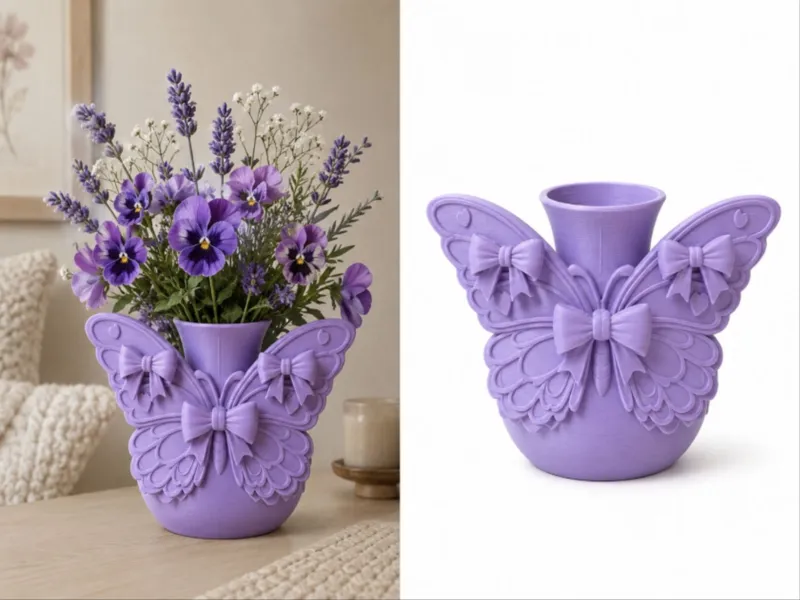 Purple Butterfly Garden Vase