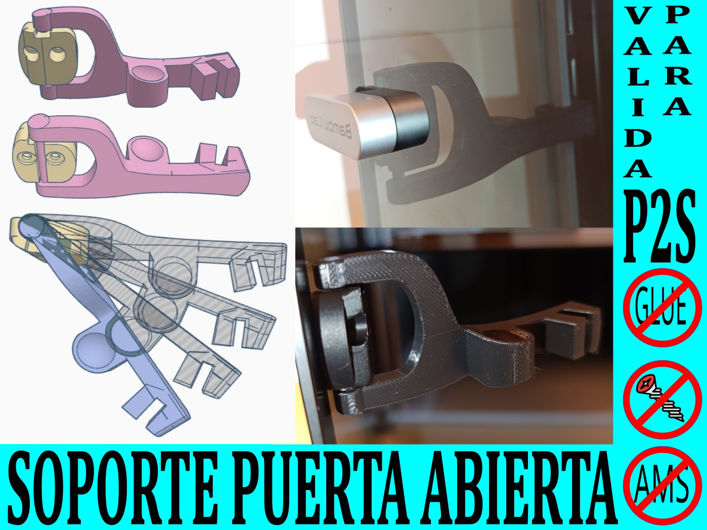 FIJACION APERTURA DE PUERTA PARA P2S 3D model