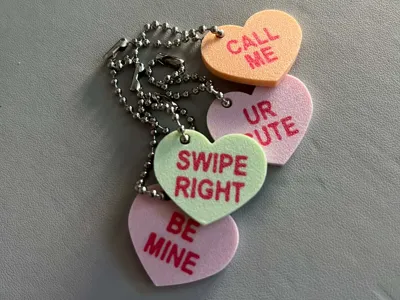 Conversation Candy Heart Keychains 