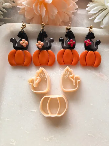 Cortador para modelado: Halloween Cat Pumpkin Polymer Clay Cutter — vista de referencia 3