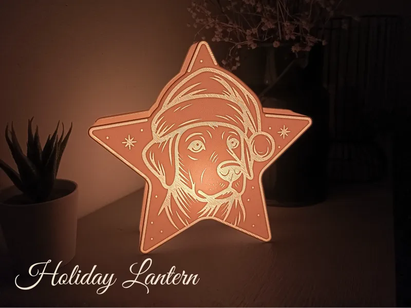 Holiday Lantern – Santa’s Labrador