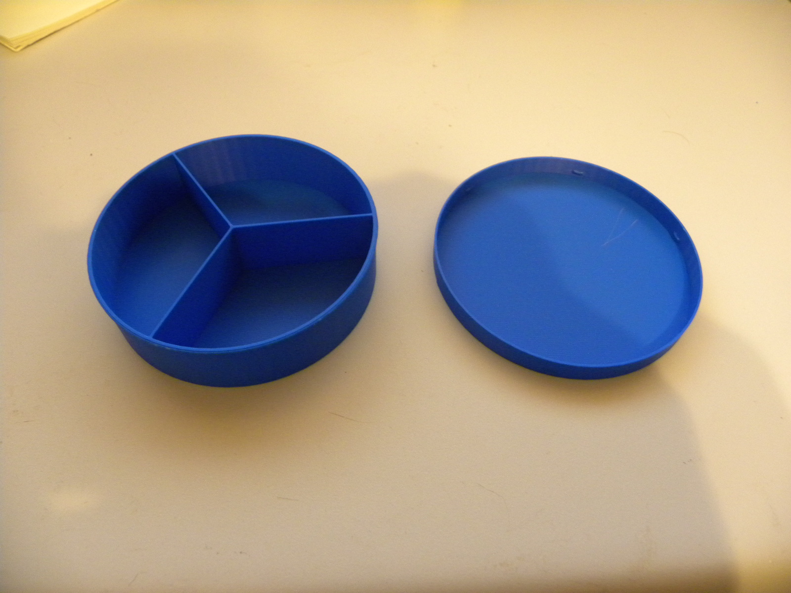 Tape box with three compartment divider