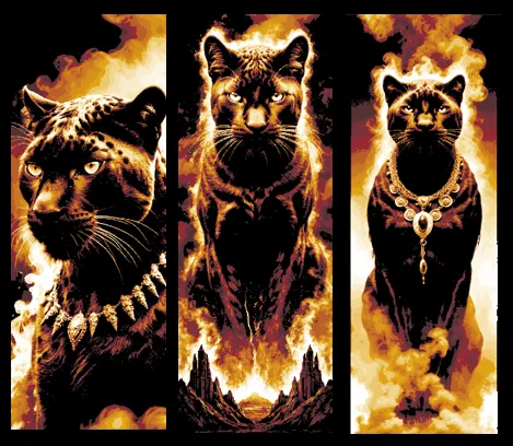 3 Bookmarks - The Royal Cat - The Black Panther