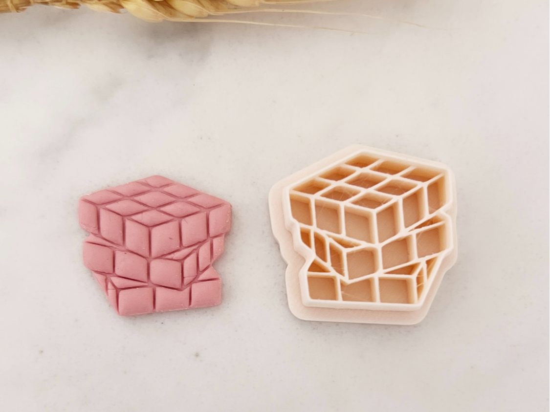90s reto theme Rubic Cube Polymer Clay cutter