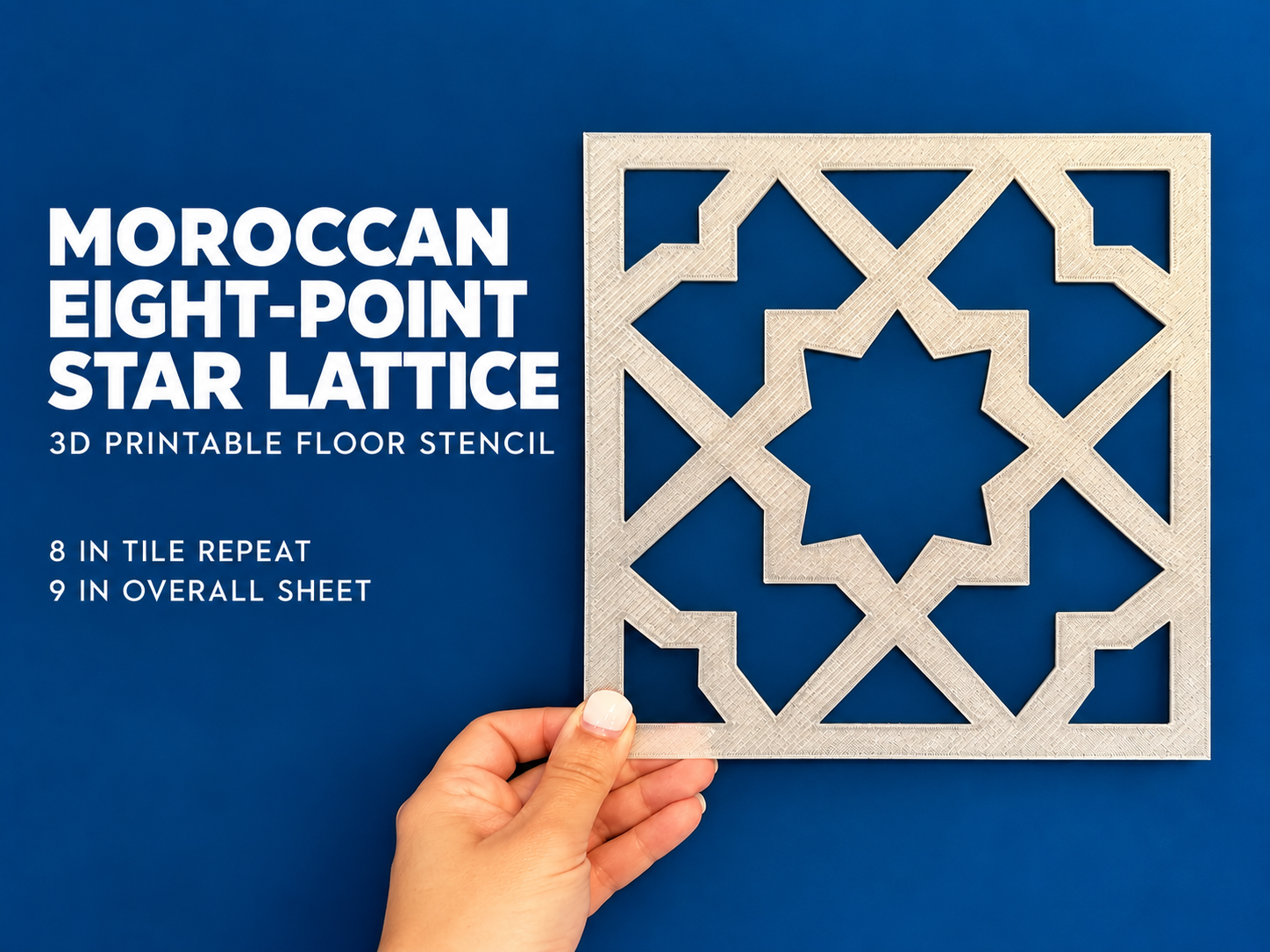 Moroccan 8-Point Star Floor Stencil 8in 203.2 3D model