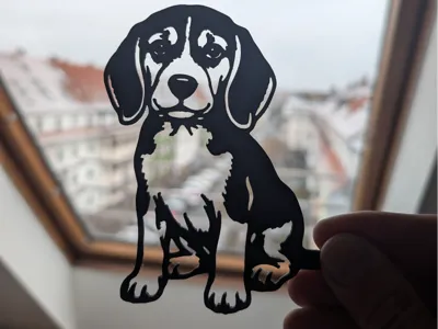 Happy Beagle Silhouette-High Contrast 2D Wall Art