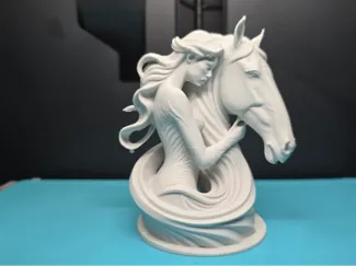 Beautiful statue of a woman and a horse