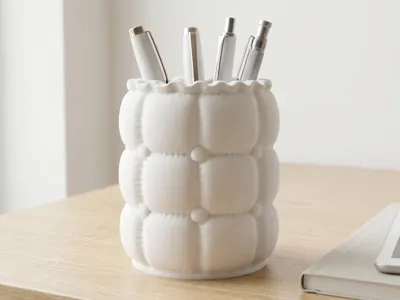 Puffy Down-Textured Pen Holder | Storage Container