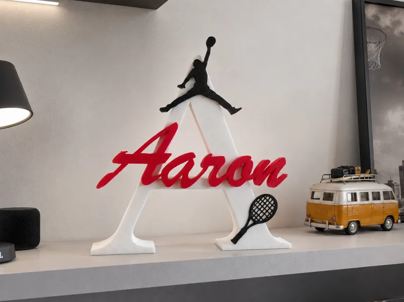 Lettera A personalizzata con nome, Jordan, tennis