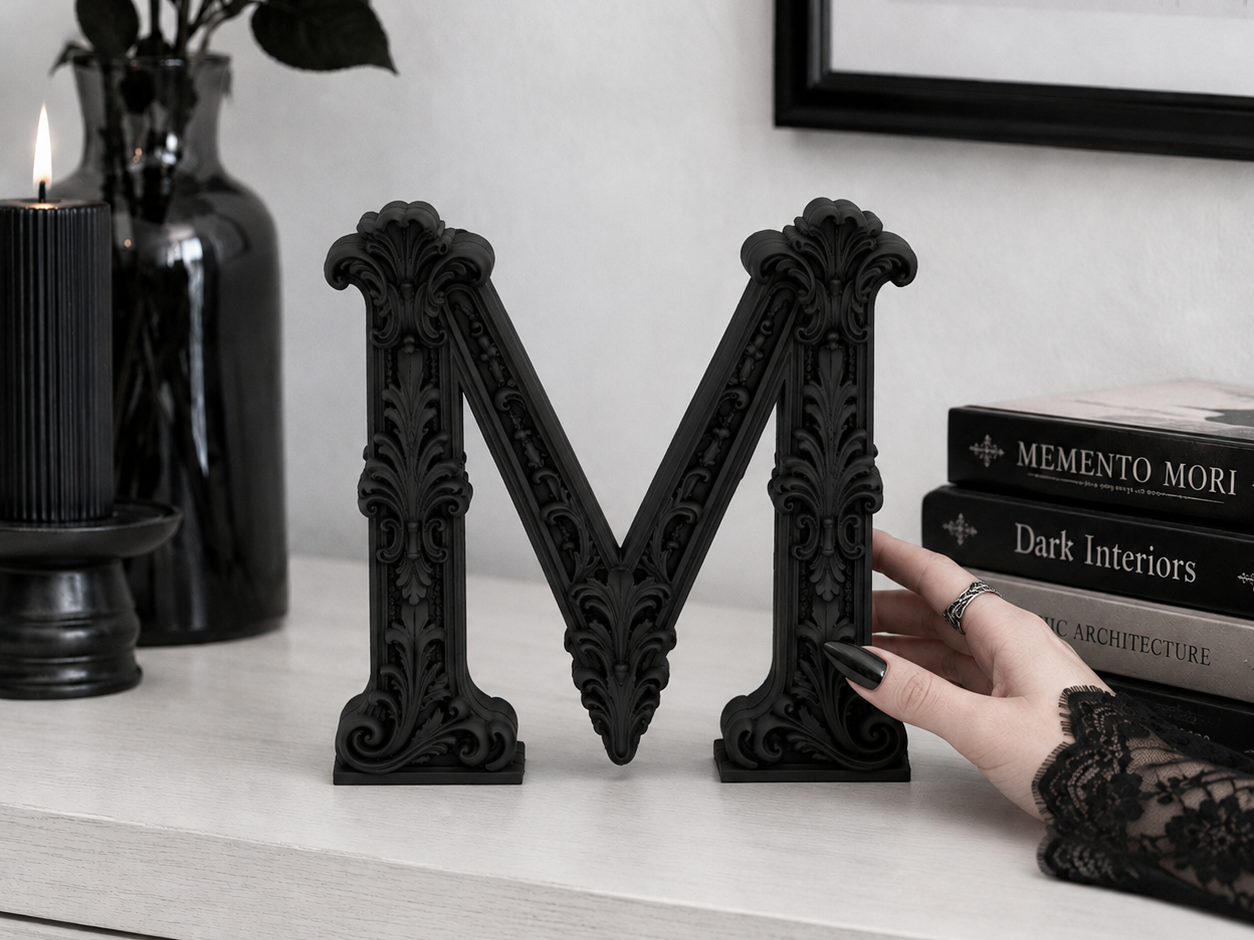 Goth Baroque Letter M gothic Decor - 1