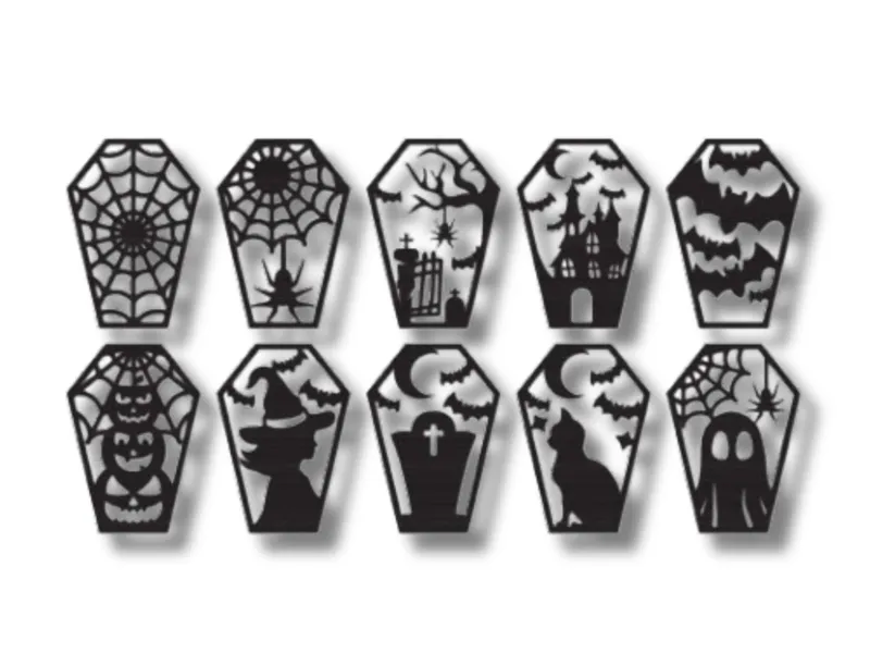 Coffin wall decor bundle 10 types / Halloween