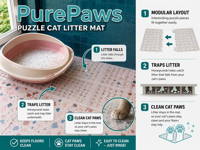 PurePaws- Puzzle cat litter mat