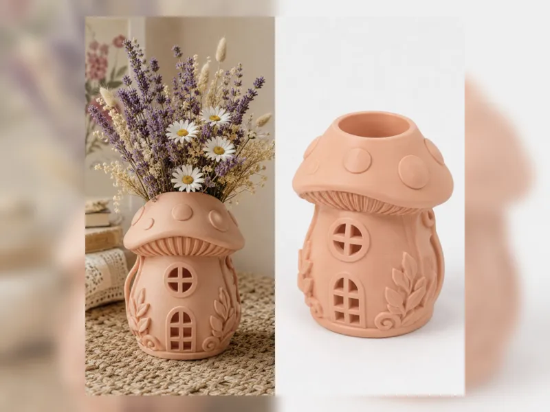 Peach Mushroom House Vase