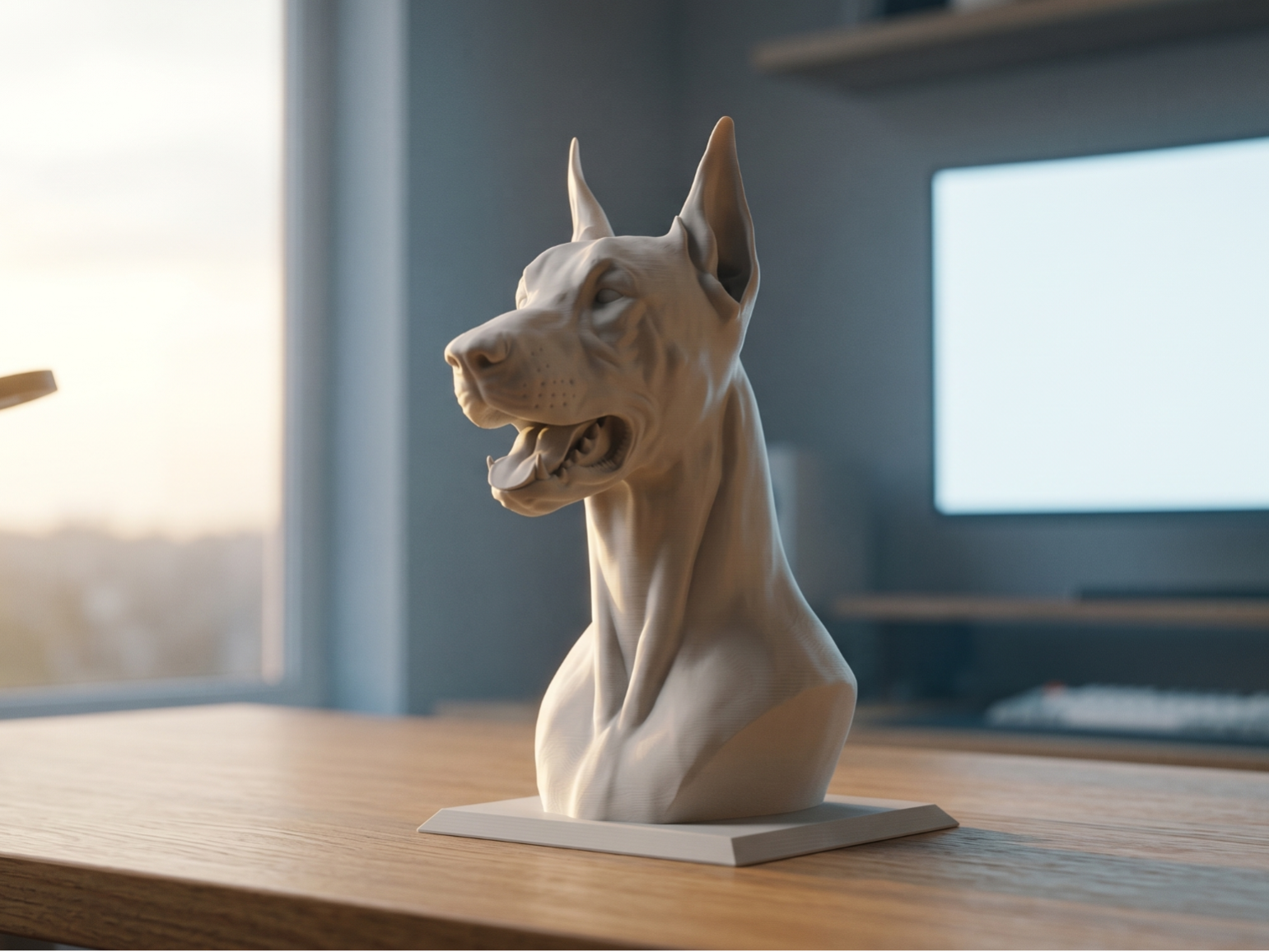 Doberman Bust – Elegant Guardian Dog Sculpture