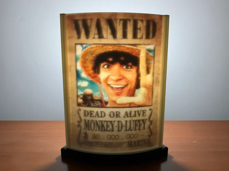Lithophane Wanted Monkey D Luffy
