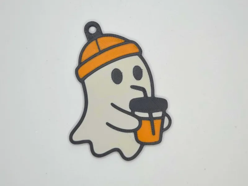 Iced Coffee Ghost Keychain