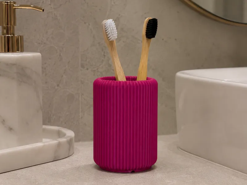 Modern Ribbed Toothbrush & Toothpaste Holder