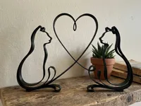Déco murale minimaliste deux chats et cœur — photo 2