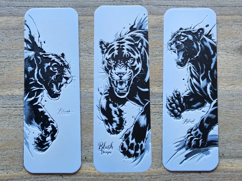 A Beautiful Bookmark Set, 3 Panthers inked style