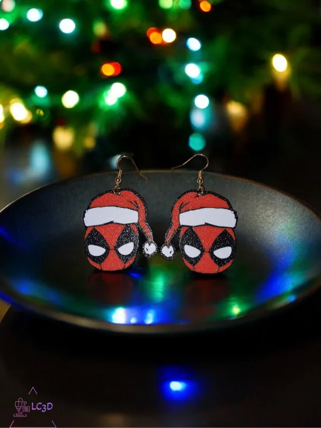 Santa Deadpool earrings