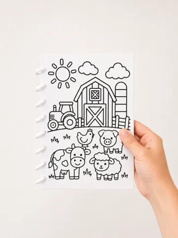 Letrero o emblema decorativo: Farm Coloring Disk Bound Notebook | A5 Journal — vista de referencia 2