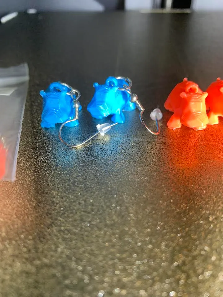Low Poly Hippo Earrings view 2