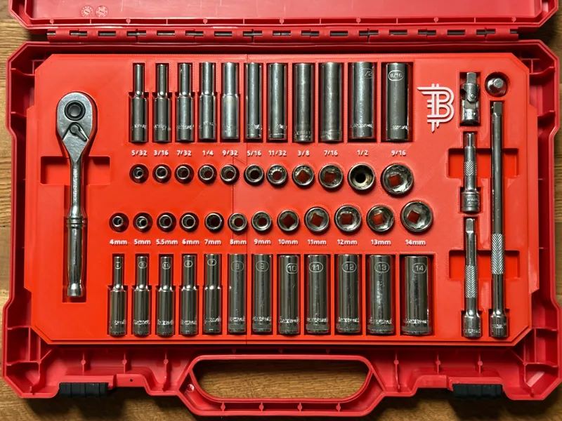 Socket insert for Milwaukee 1/4" drive set case.