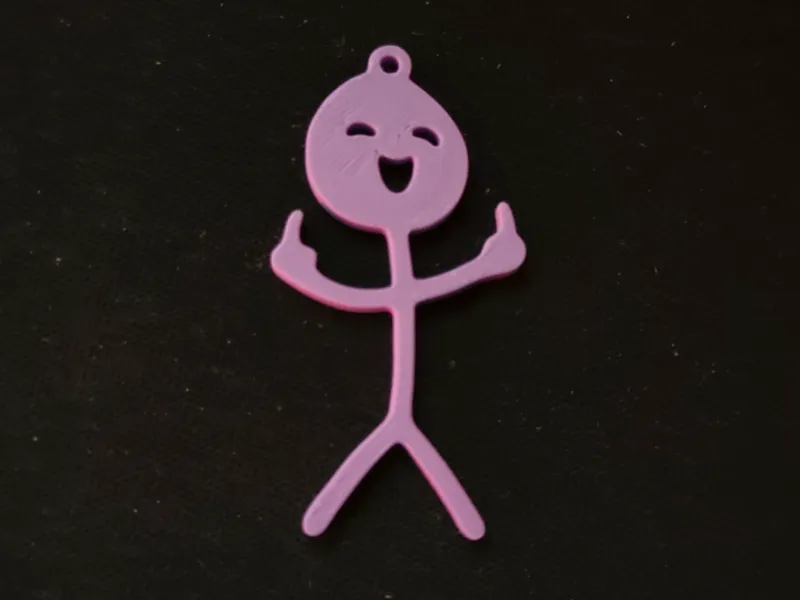 Middle finger smirking stickman keychain