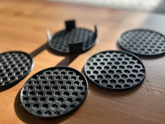 Triangle and Hexagonal coasters and coaster holder