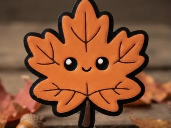 Cute Happy Maple Leaf Badge Reel Face