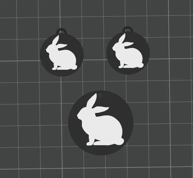 Rabbit earrings and pendant view 3