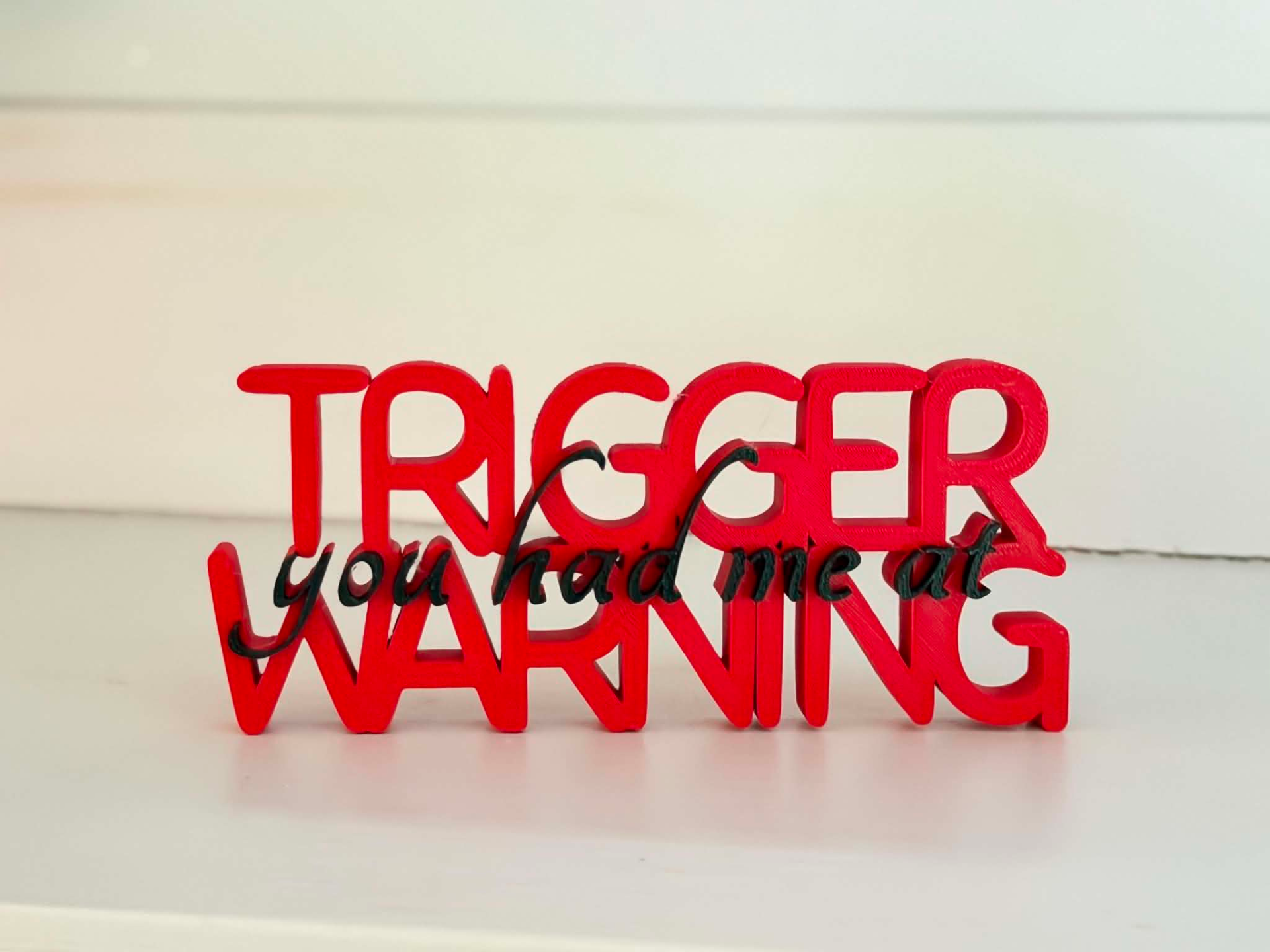 You had me at trigger warning book shelf sign