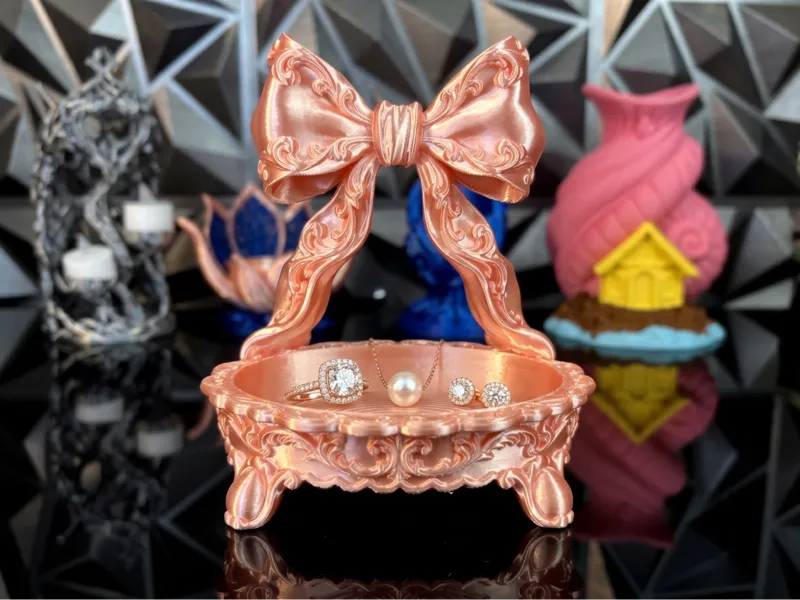 Elegant Vintage Coquette Bow Jewelry Dish & Tray