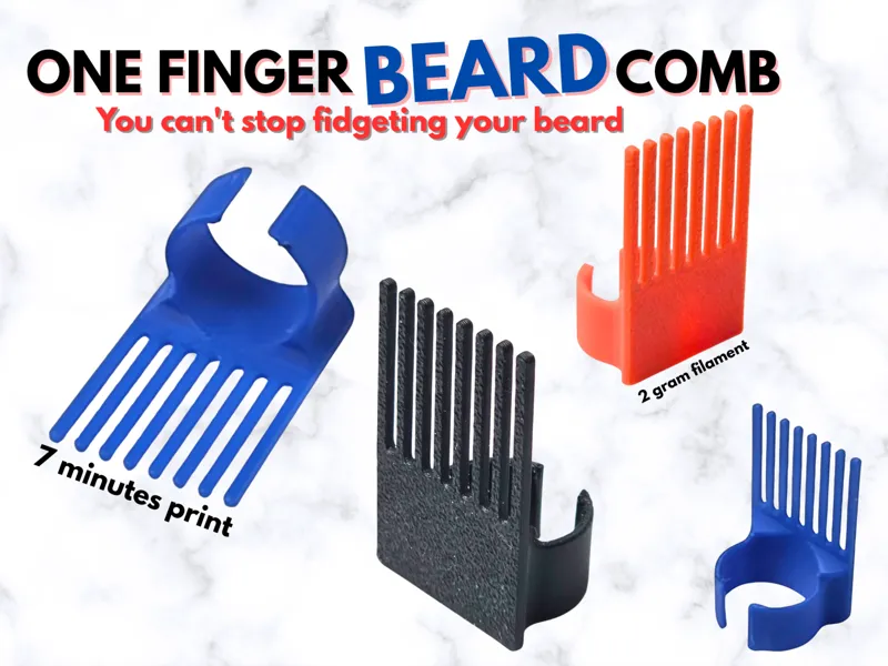 Finger-Mounted Beard Comb - 7 Minute print