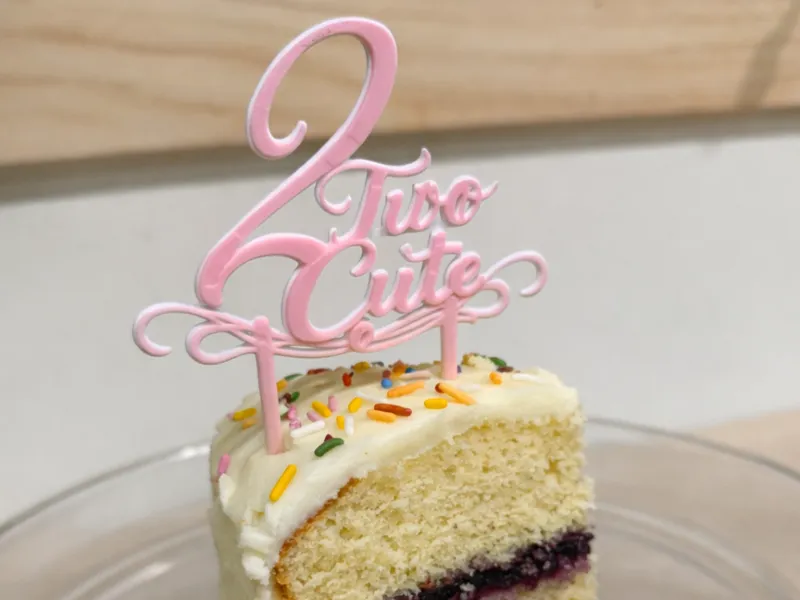 “Two Cute” 2nd Birthday Cake Topper