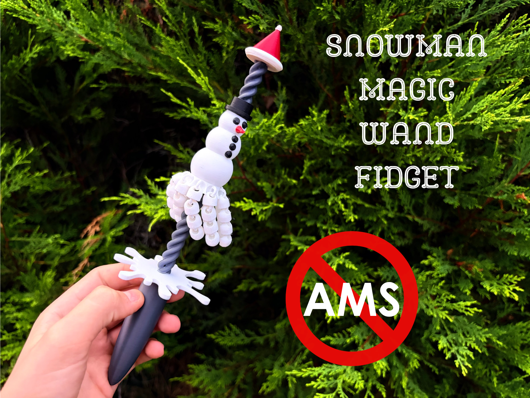 Christmas flexi-snowman magic wand fidget, NO AMS - 1