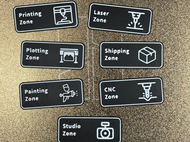Printing Zone / Laser Zone Signs for Workshop