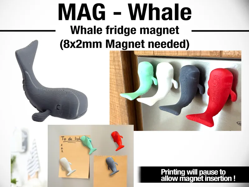 Mag-Whale DESIGN fridge magnet (fast print model!)