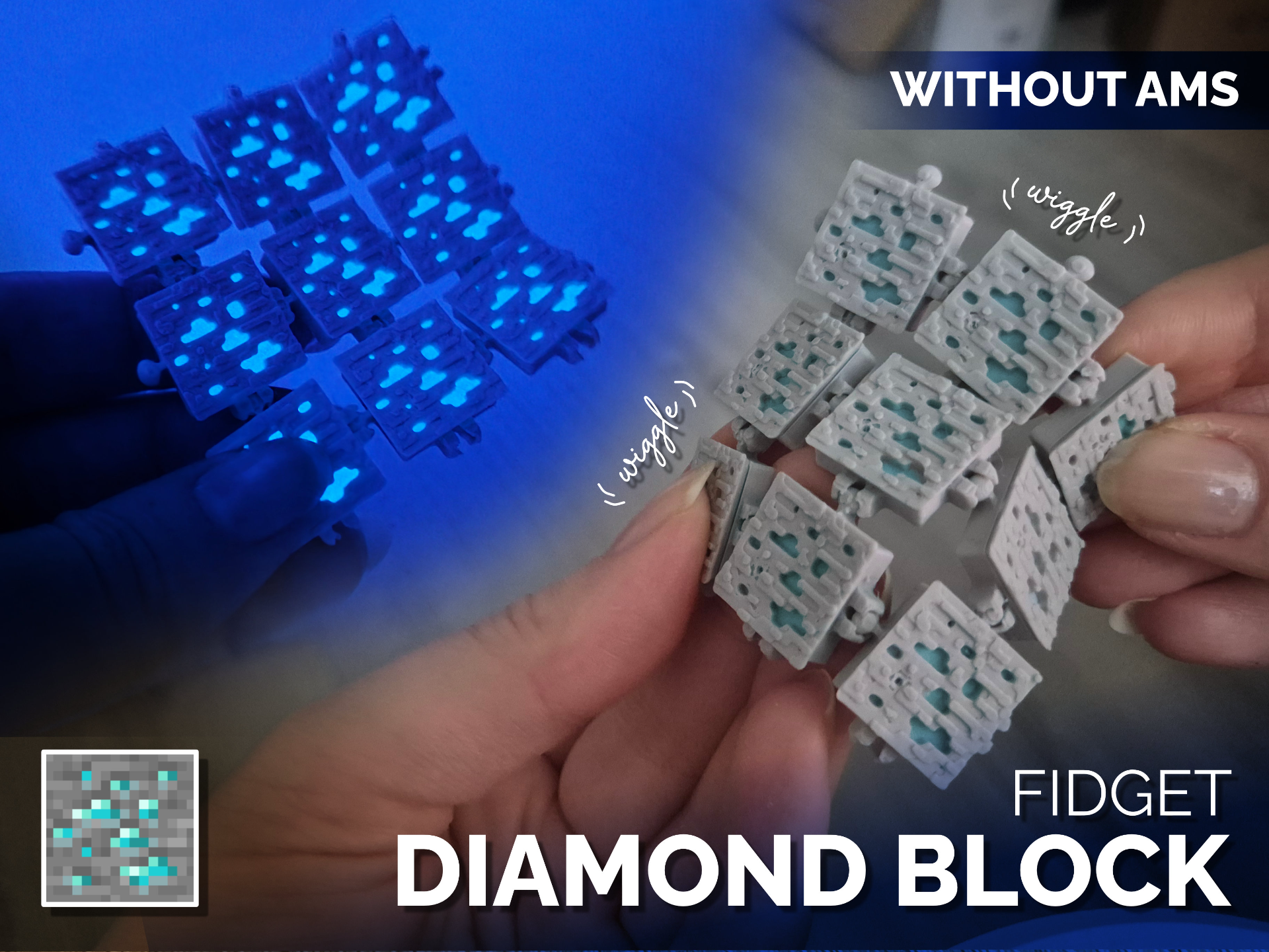 Extendable Flexy Fidget - Minecraft Diamond Block