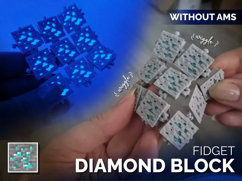 Extendable Flexy Fidget - Minecraft Diamond Block