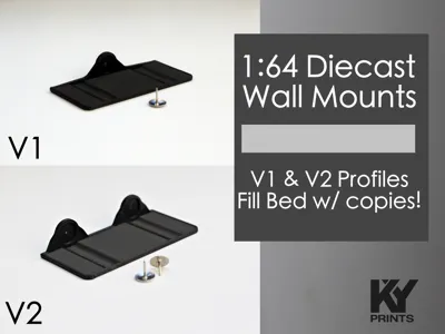 1:64 Diecast Wall Mounts (For HOT cars w/ WHEELS) 