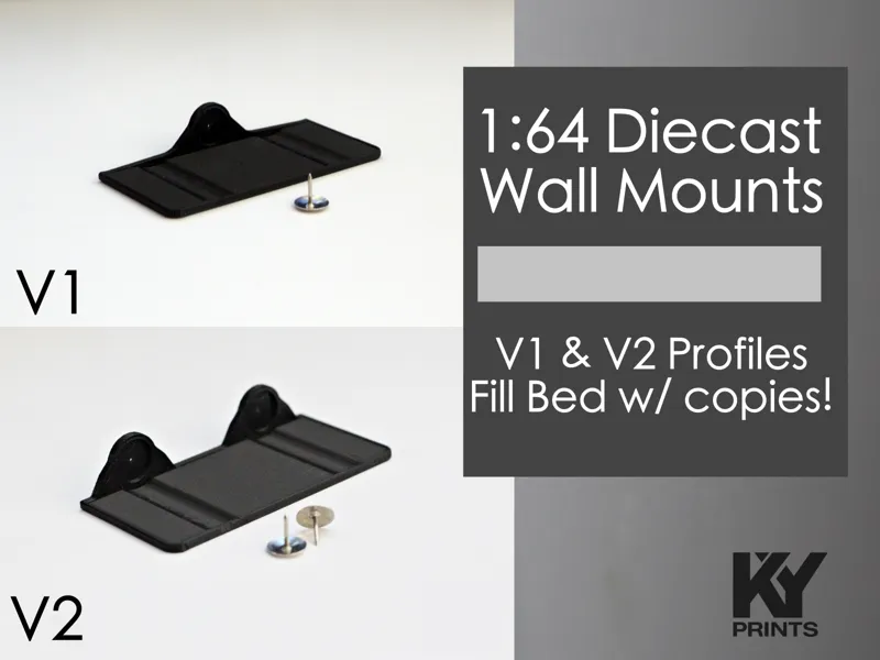 1:64 Diecast Wall Mounts (For HOT cars w/ WHEELS)