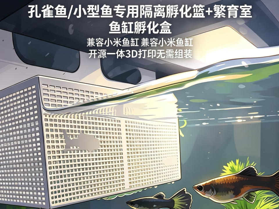 小米鱼缸 孔雀鱼/小型鱼专用隔离孵化篮+繁育室二合一 鱼缸孵化盒 兼容5mm以下壁厚鱼缸 免费开源