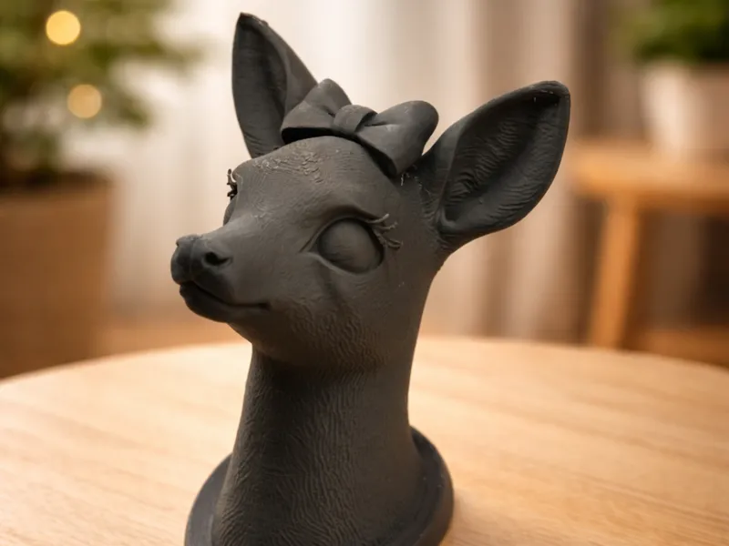 Elegant figurine of a roe deer with a bow