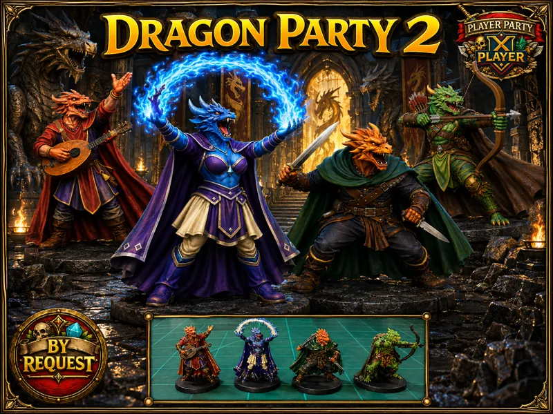 Dragonborn Party2: Bard Sor Rogue Rang DnD PF Mini