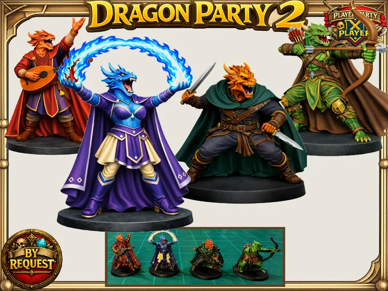 Dragonborn Party2: Bard Sor Rogue Rang DnD PF Mini