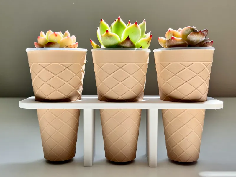 Ice Cream Cone Planter Set (with Holder)